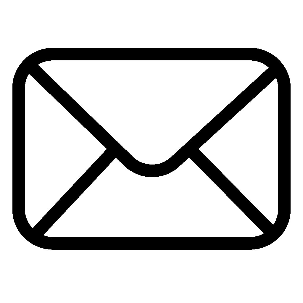 Black and white envelope icon representing email or mail.